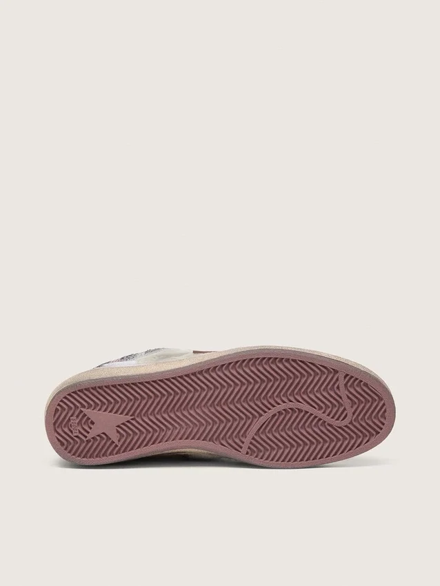 Ball Star LAB para hombre en nylon blanco y piel de potro con estrella plateada e inserciones lilas
