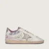 Ball Star LAB para mujer en nylon blanco y piel de potro con estrella plateada e inserciones lilas