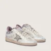 Ball Star LAB para mujer en nylon blanco y piel de potro con estrella plateada e inserciones lilas