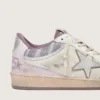 Ball Star LAB para mujer en nylon blanco y piel de potro con estrella plateada e inserciones lilas
