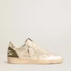 Ball Star LTD para hombre con estrella de gamuza beige y lengüeta del talón de cuero laminado platino