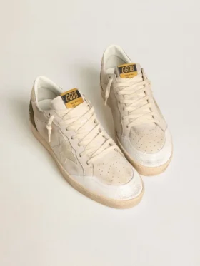 Ball Star LTD para hombre con estrella de gamuza beige y lengüeta del talón de cuero laminado platino