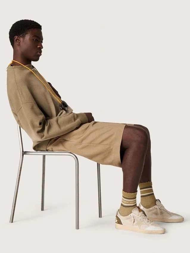 Ball Star LTD para hombre con estrella de gamuza beige y lengüeta del talón de cuero laminado platino