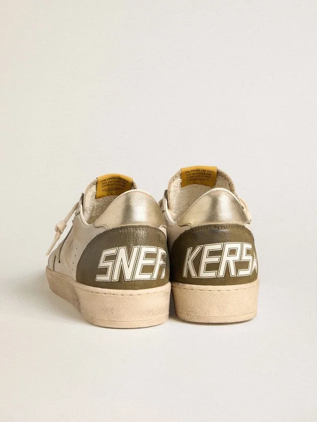 Ball Star LTD para hombre con estrella de gamuza beige y lengüeta del talón de cuero laminado platino