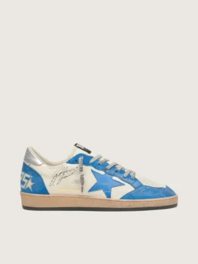 Ball Star LTD para hombre en cuero blanco con estrella de cuero azul claro