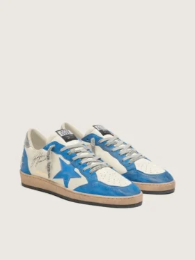 Ball Star LTD para hombre en cuero blanco con estrella de cuero azul claro