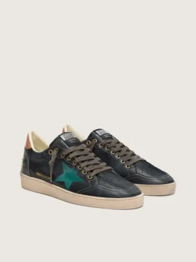 Ball Star LTD para hombre en cuero negro con estrella bordada en verde