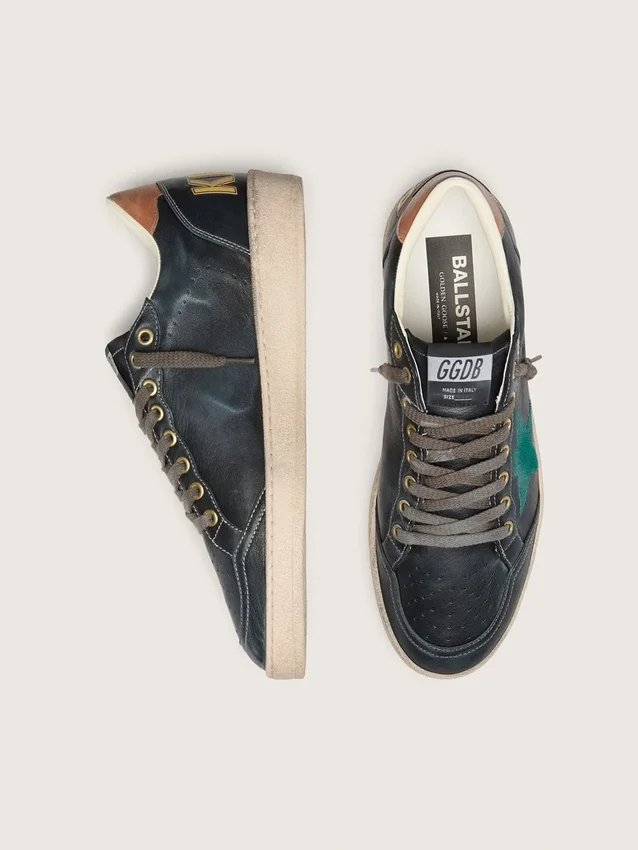 Ball Star LTD para hombre en cuero negro con estrella bordada en verde