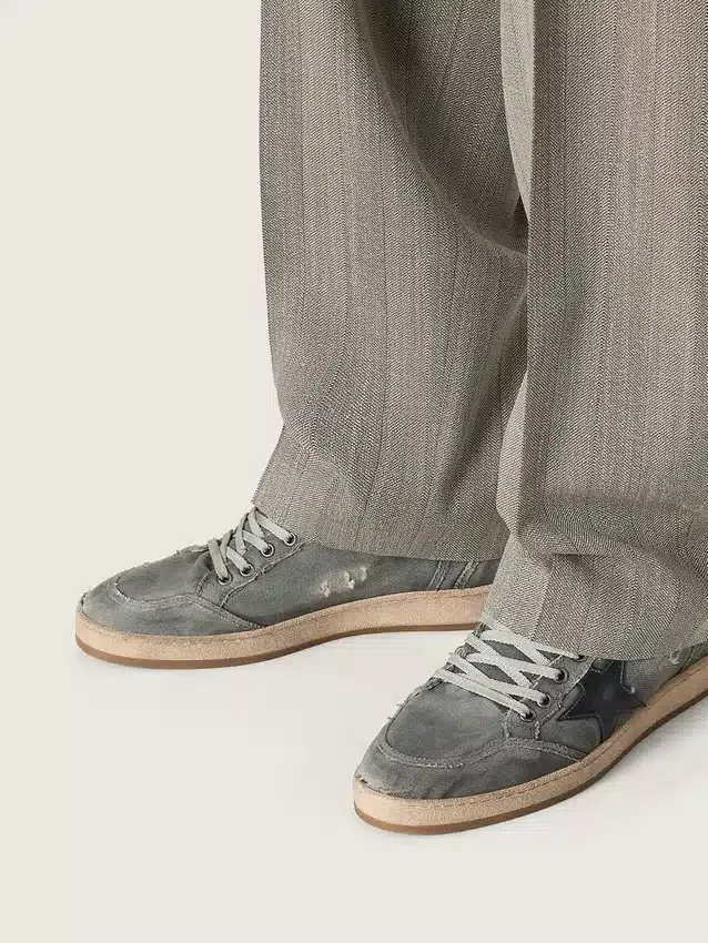 Ball Star LTD para hombre en denim gris con estrella de cuero negro