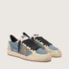 Ball Star LTD para hombre en gamuza azul denim con estrella de cuero dorado metalizado