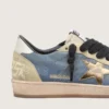 Ball Star LTD para hombre en gamuza azul denim con estrella de cuero dorado metalizado