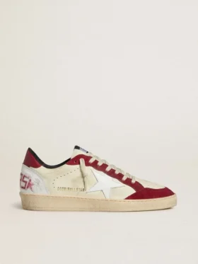 Ball Star LTD para hombre en napa color crema con estrella de cuero blanco e inserciones de gamuza roja