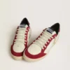 Ball Star LTD para hombre en napa color crema con estrella de cuero blanco e inserciones de gamuza roja