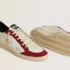 Ball Star LTD para hombre en napa color crema con estrella de cuero blanco e inserciones de gamuza roja