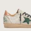 Ball Star LTD para hombre en piel de potro blanca y gamuza gris con estrella verde