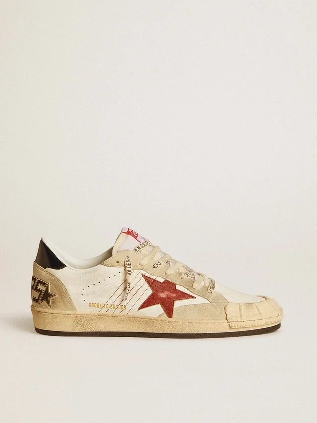 Ball Star LTD para hombre en piel napa con estrella de piel roja y lengüeta de piel en el talón