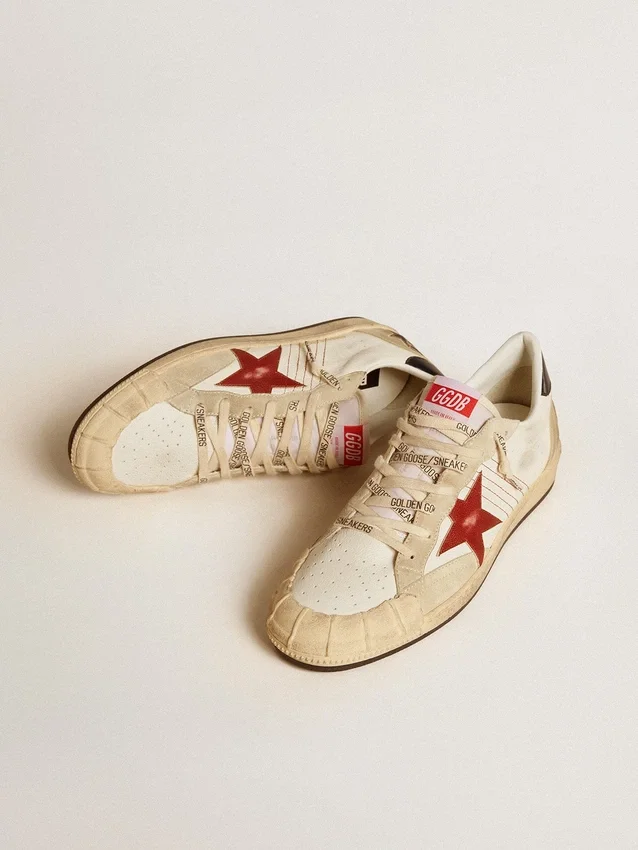 Ball Star LTD para hombre en piel napa con estrella de piel roja y lengüeta de piel en el talón