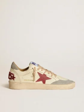 Ball Star LTD para hombre en piel napa con estrella de piel roja y lengüeta del talón de gamuza gris