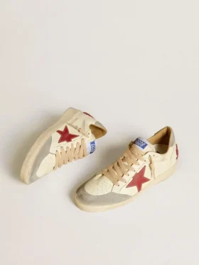 Ball Star LTD para hombre en piel napa con estrella de piel roja y lengüeta del talón de gamuza gris