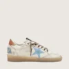 Ball Star LTD para mujer en cuero blanco con estrella bordada en azul claro