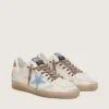 Ball Star LTD para mujer en cuero blanco con estrella bordada en azul claro