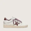 Ball Star LTD para mujer en cuero blanco con estrella de cuero burdeos