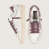 Ball Star LTD para mujer en cuero blanco con estrella de cuero burdeos
