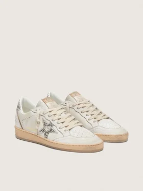Ball Star LTD para mujer en cuero blanco con estrella de piel de potro con estampado animal