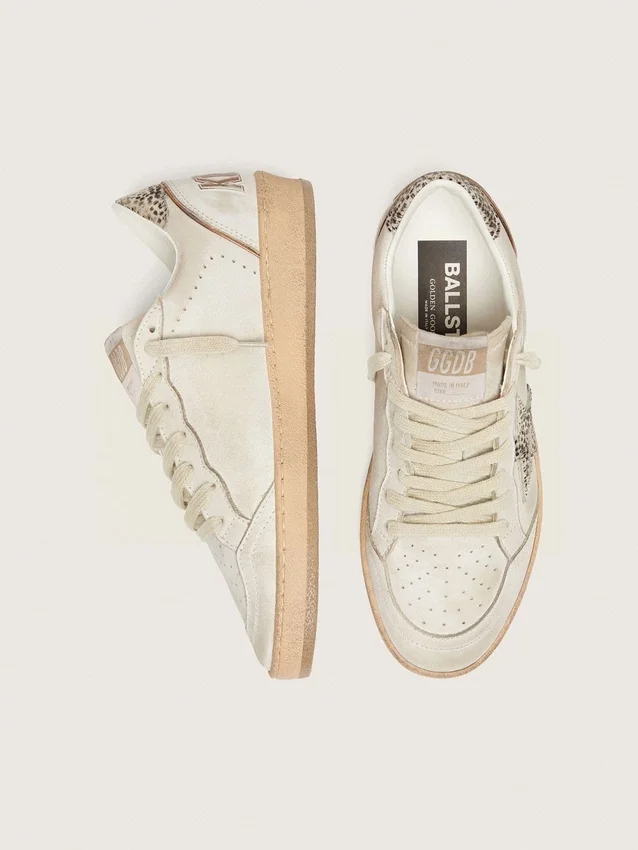 Ball Star LTD para mujer en cuero blanco con estrella de piel de potro con estampado animal