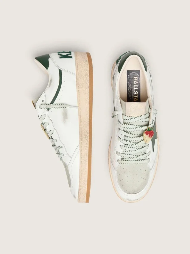 Ball Star LTD para hombre en cuero blanco con estrella verde y Pieles