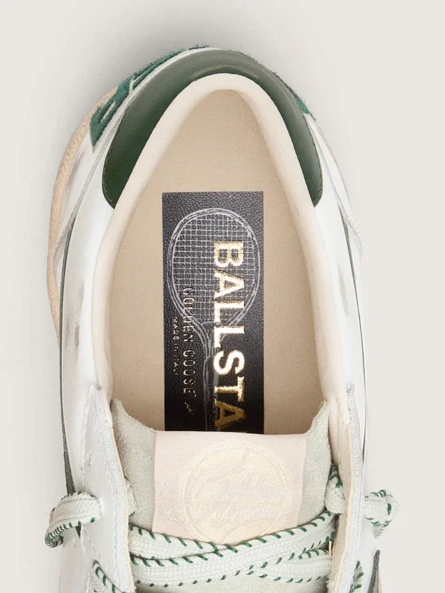 Ball Star LTD para hombre en cuero blanco con estrella verde y Pieles