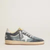 Ball Star LTD para mujer en gamuza azul claro con estrella y lengüeta del talón de cuero blanco lechoso