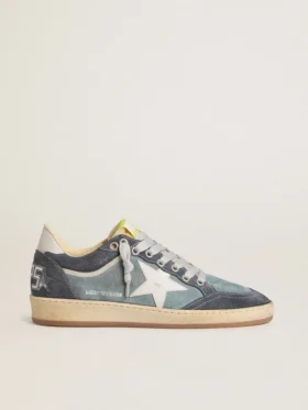 Ball Star LTD para mujer en gamuza azul claro con estrella y lengüeta del talón de cuero blanco lechoso