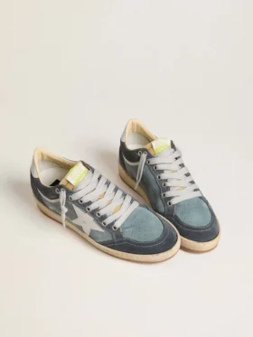 Ball Star LTD para mujer en gamuza azul claro con estrella y lengüeta del talón de cuero blanco lechoso