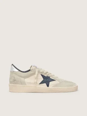 Ball Star LTD para mujer en gamuza gris con estrella azul e inserciones de crochet color crema