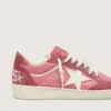 Ball Star LTD para mujer en gamuza rosa con estrella de cuero color crema e inserciones de gamuza roja