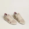 Ball Star LTD para mujer en gamuza rosa y beige con lengüeta del talón de cuero gris perla