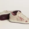 Ball Star LTD para mujer en gamuza rosa y beige con lengüeta del talón de cuero gris perla