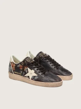 Ball Star LTD para mujer en napa color ébano con bordado multicolor y estrella blanca