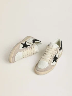 Ball Star LTD para mujer en napa con estrella de cristal negro e inserciones de gamuza beige