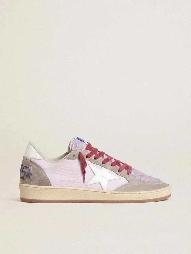 Ball Star LTD para mujer en nylon lila con estrella de cuero blanco e inserciones de gamuza