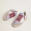Ball Star LTD para mujer en nylon lila con estrella de cuero blanco e inserciones de gamuza