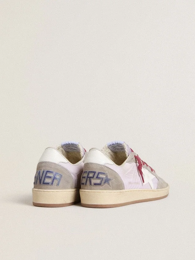 Ball Star LTD para mujer en nylon lila con estrella de cuero blanco e inserciones de gamuza
