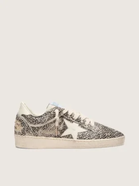 Ball Star LTD para mujer en piel de potro con estampado de leopardo y estrella de cuero color crema