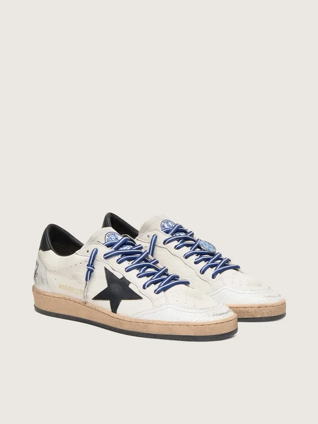 Ball Star LTD para hombre en piel napa blanca con estrella y lengüeta del talón de piel negra