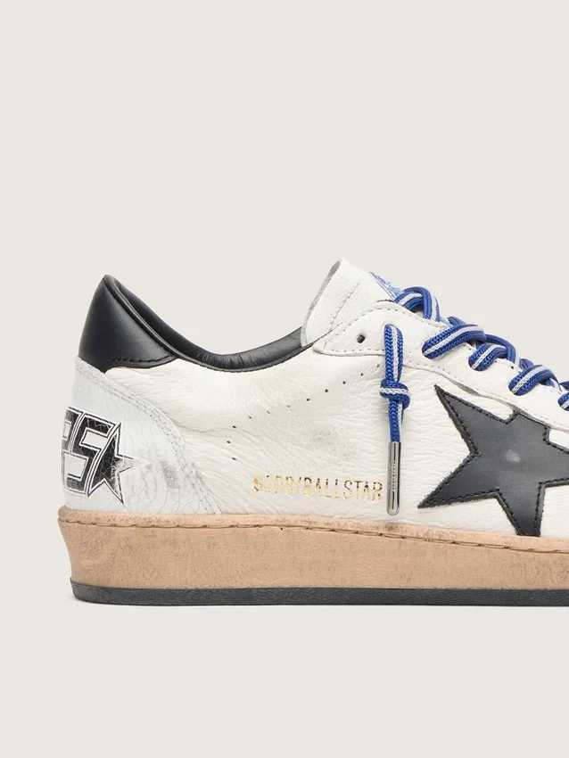 Ball Star LTD para hombre en piel napa blanca con estrella y lengüeta del talón de piel negra