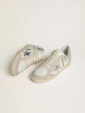 Ball Star LTD para mujer en piel napa y gamuza con estrella de piel plateada y cristales Swarovski