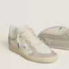 Ball Star LTD para mujer en piel napa y gamuza con estrella de piel plateada y cristales Swarovski