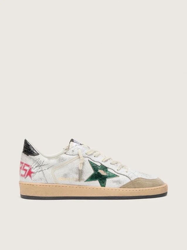 Ball Star para hombre con estrella de cuero metalizado y lengüeta de talón de cuero gris