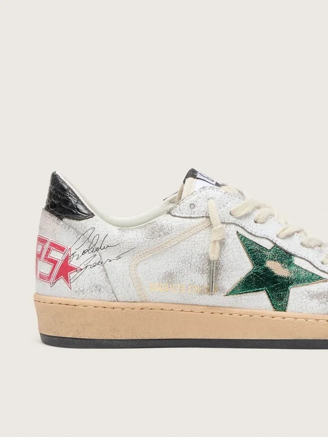 Ball Star para hombre con estrella de cuero metalizado y lengüeta de talón de cuero gris